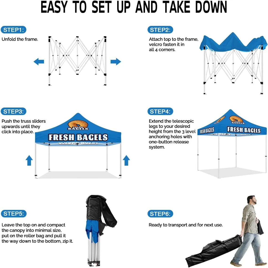 10x10 Food Vendor Tent-Canopy Tent for Outside for Bagel Bread Bakery Booth 