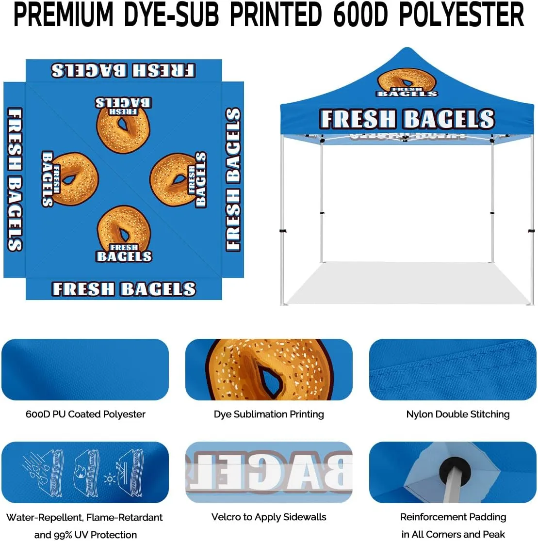 10x10 Food Vendor Tent-Canopy Tent for Outside for Bagel Bread Bakery Booth 