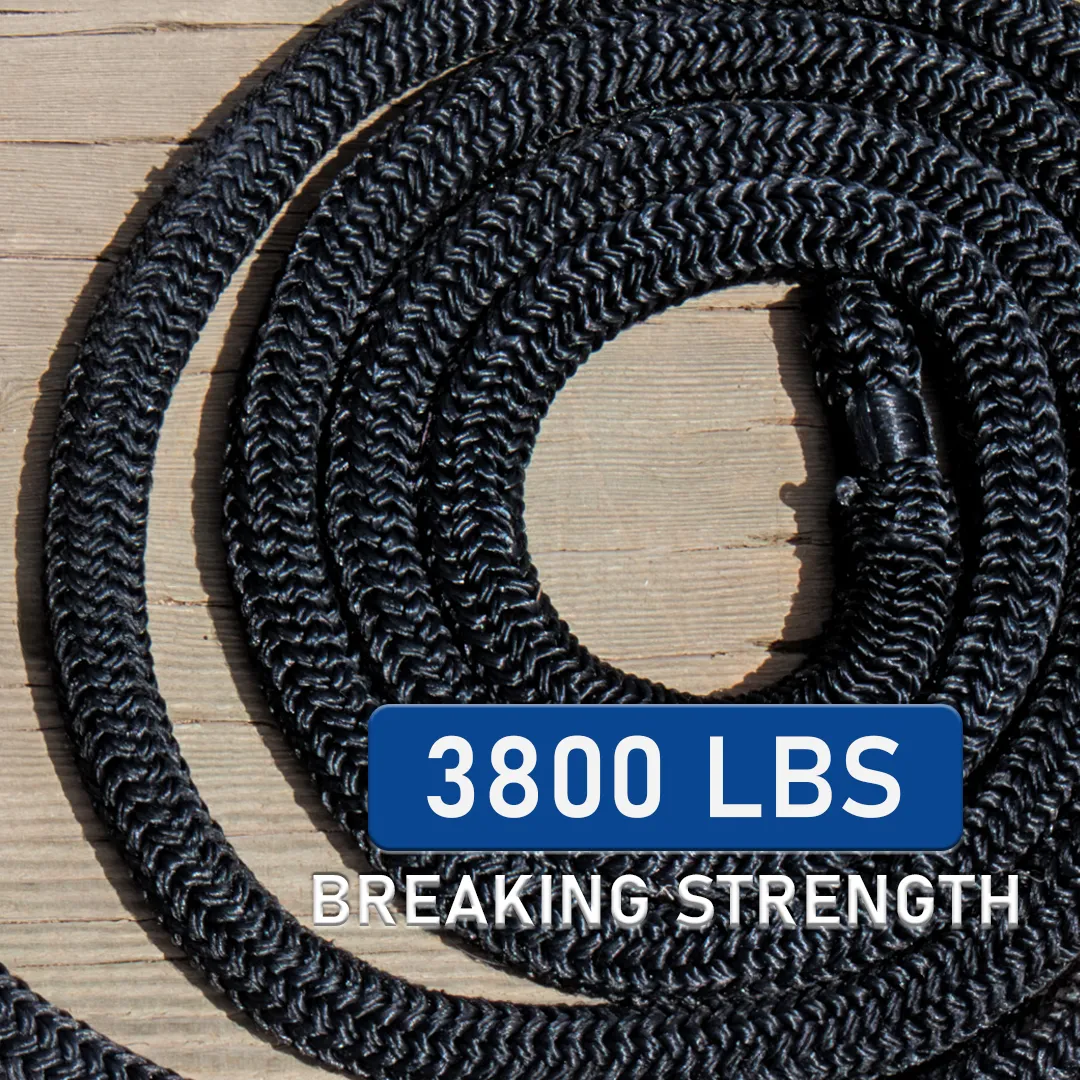 1/2" x 15' Double Braided Nylon Marine Dock Lines (4-Pack)