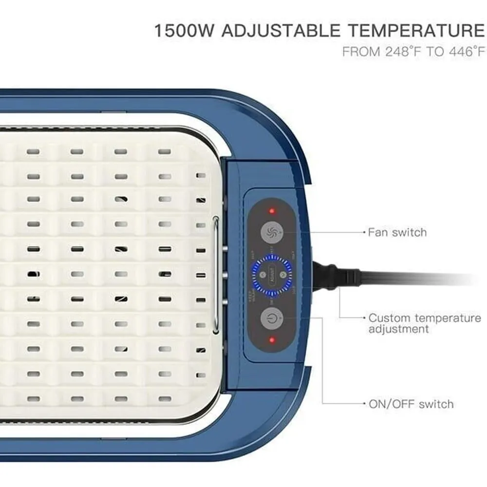 1500W Electric Smokeless Indoor Grill Portable Non-Smoke Roaster Smokeless Grill Compact Yakiniku Plate