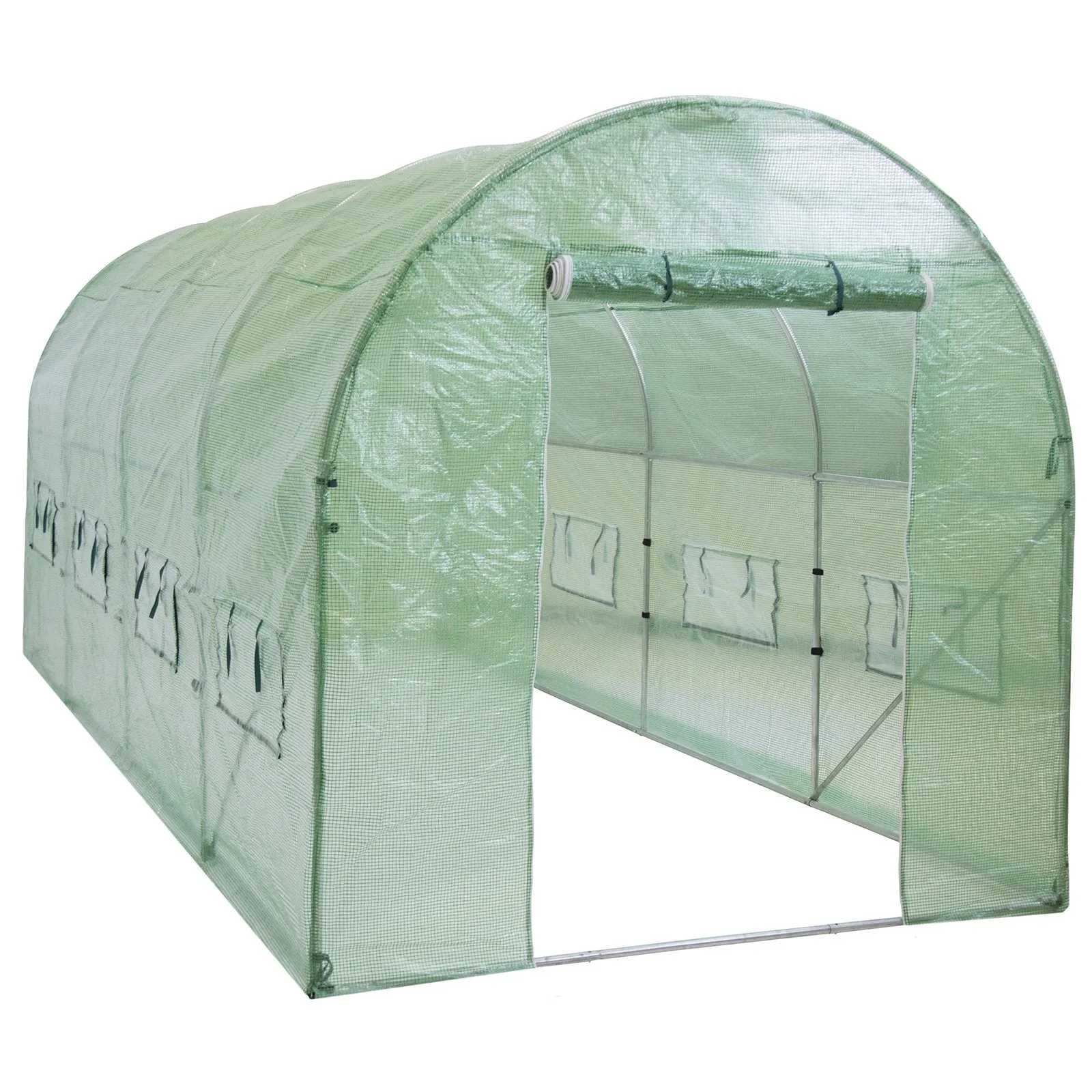 15x7x7ft Walk-In Greenhouse Tunnel Tent w/ Roll-Up Windows, Zippered Door