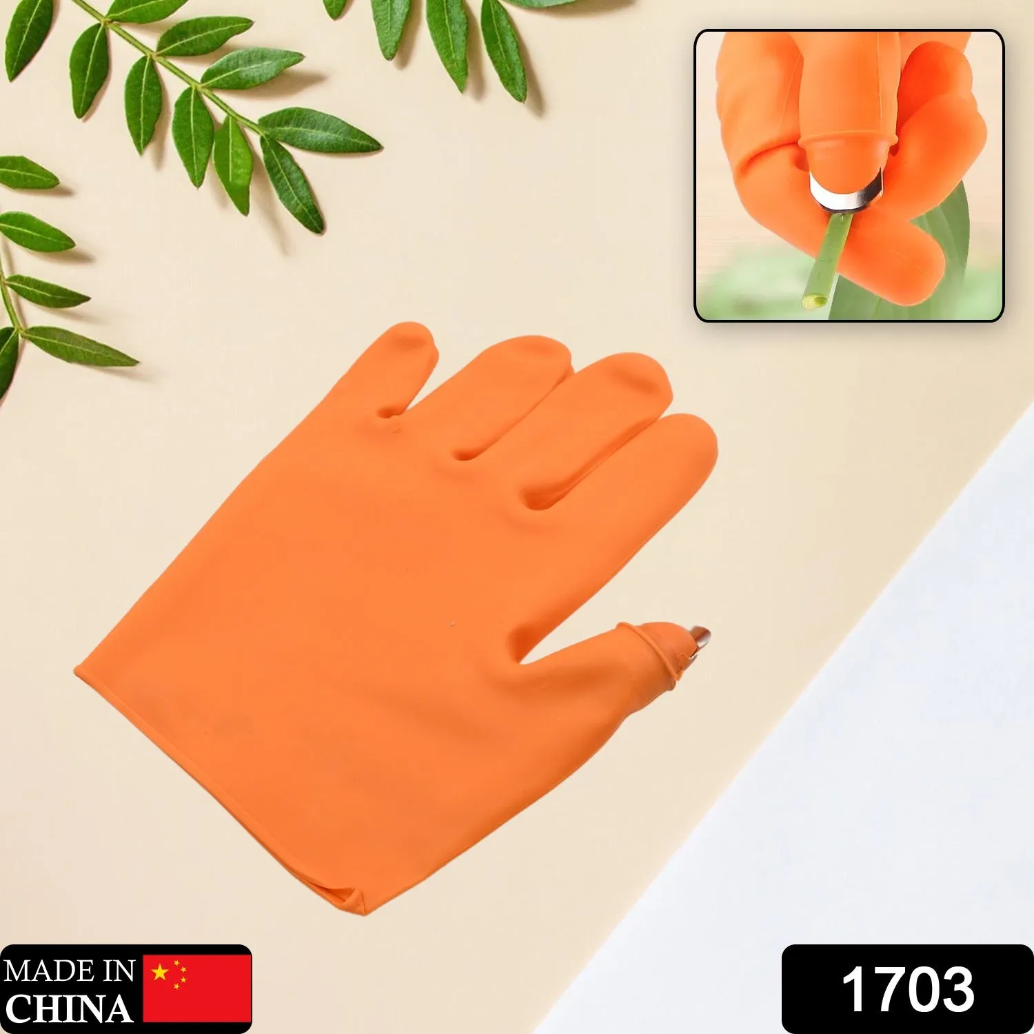 1703 Gloves Silicone Thumb Knife Finger Protector Gears Cutting Vegetable Harvesting Knife Pinching Plant Blade Scissors Garden Gloves, Right-Handed Gloves (1Pc)