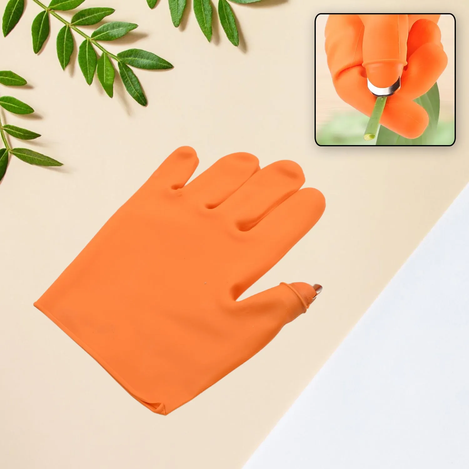 1703 Gloves Silicone Thumb Knife Finger Protector Gears Cutting Vegetable Harvesting Knife Pinching Plant Blade Scissors Garden Gloves, Right-Handed Gloves (1Pc)