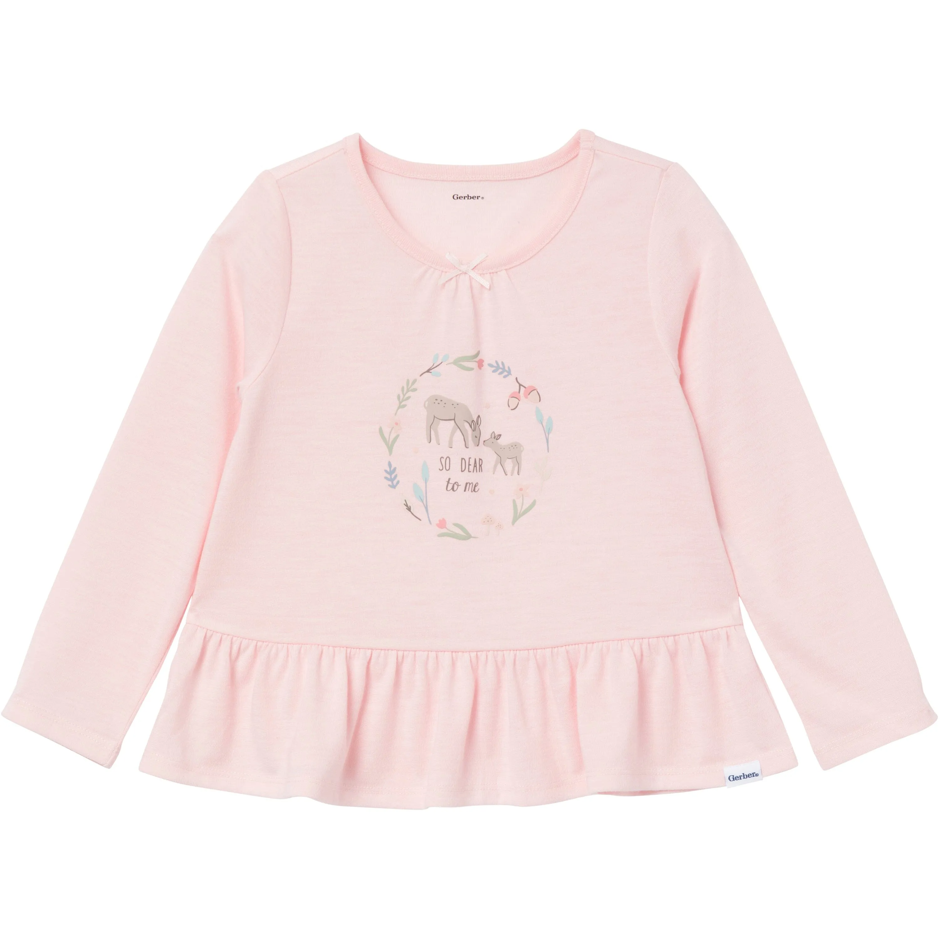 2-Piece Toddler Girls Deer Peplum Pajama Set