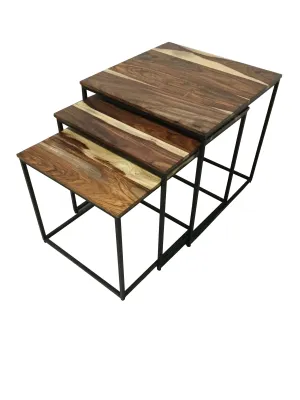 3-piece Square Nesting Tables Natural And Black