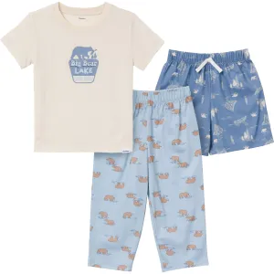 3-Piece Toddler Boys Bear T-Shirt, Shorts & Pants Pajama Set