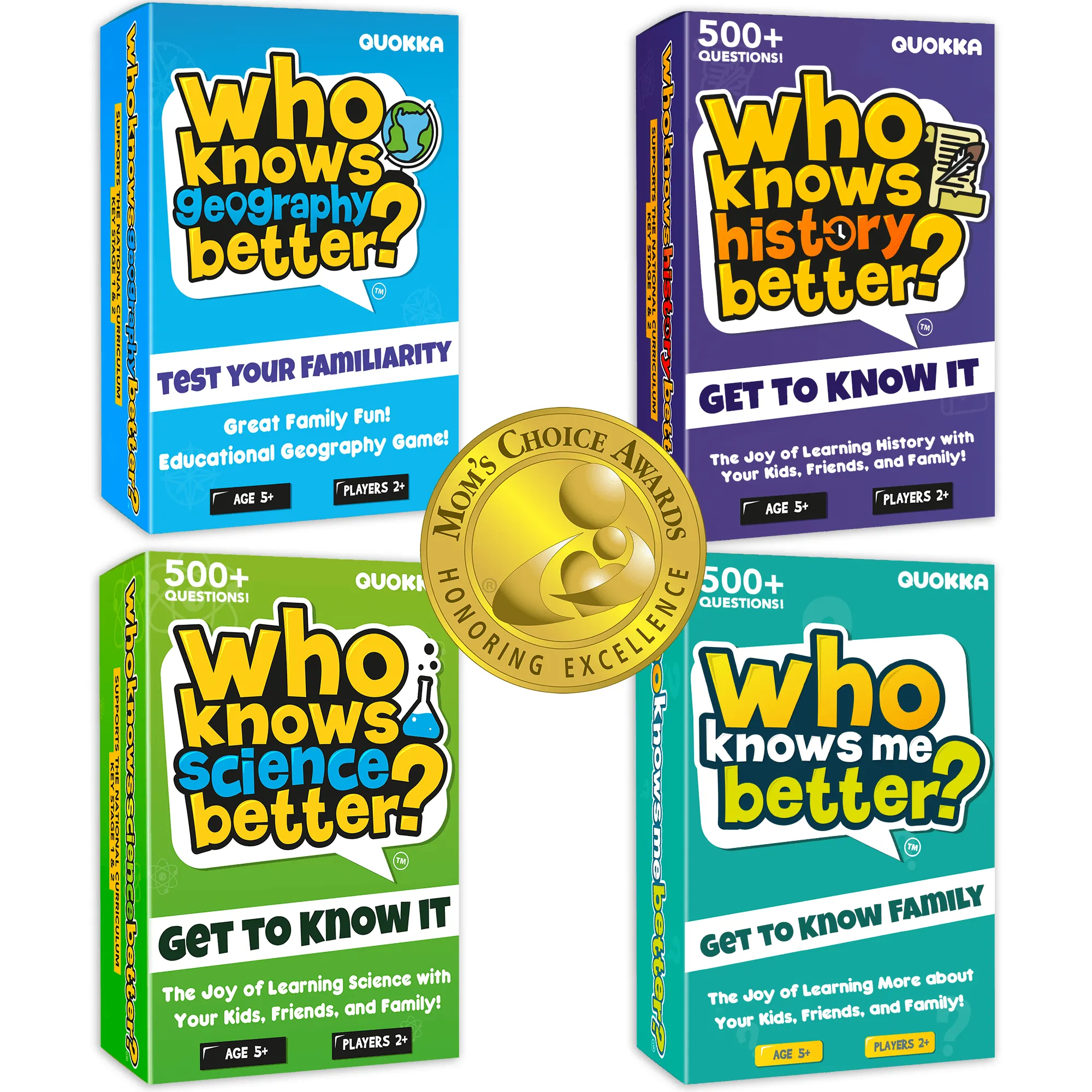 4 Set Trivia Card Game Who Knows Better? | History, Geography, Science