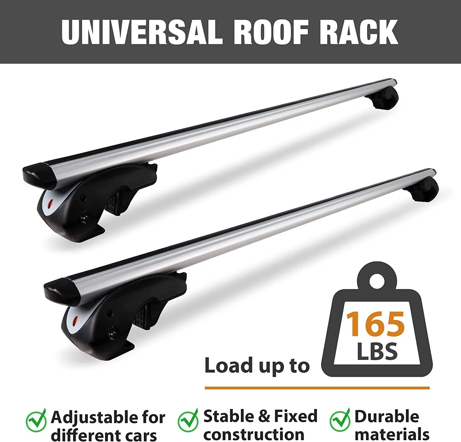 54" Universal Roof Rack Crossbars with Locks Adjustable Aluminum Cargo Carrier Fit for Cars with Side Rails