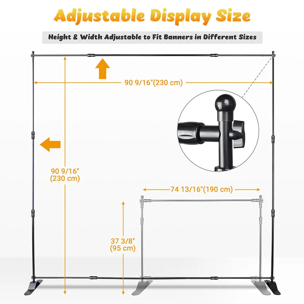 8 ft Adjustable Telescopic Trade Show Banner Stand