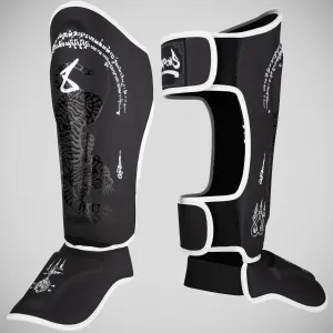 8 Weapons Sak Yant Big Tiger Shin Guards Black/Black