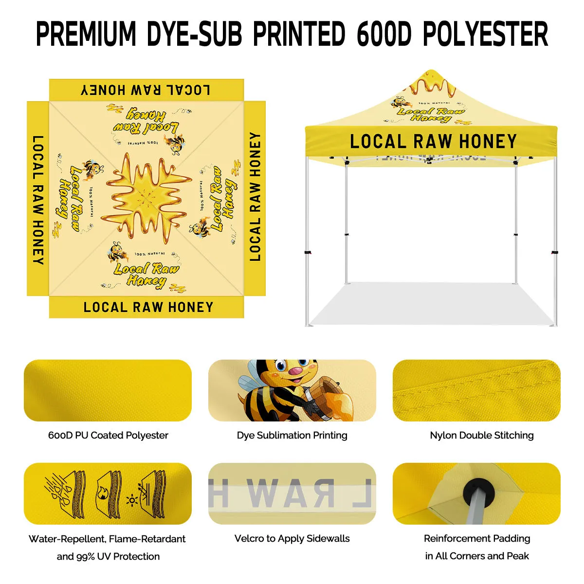 ABLEM8CANOPY 10x10 Outdoor Canopy Tent with sides for Local Honey Business