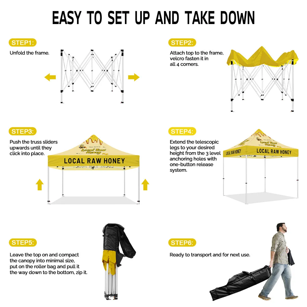 ABLEM8CANOPY 10x10 Outdoor Canopy Tent with sides for Local Honey Business