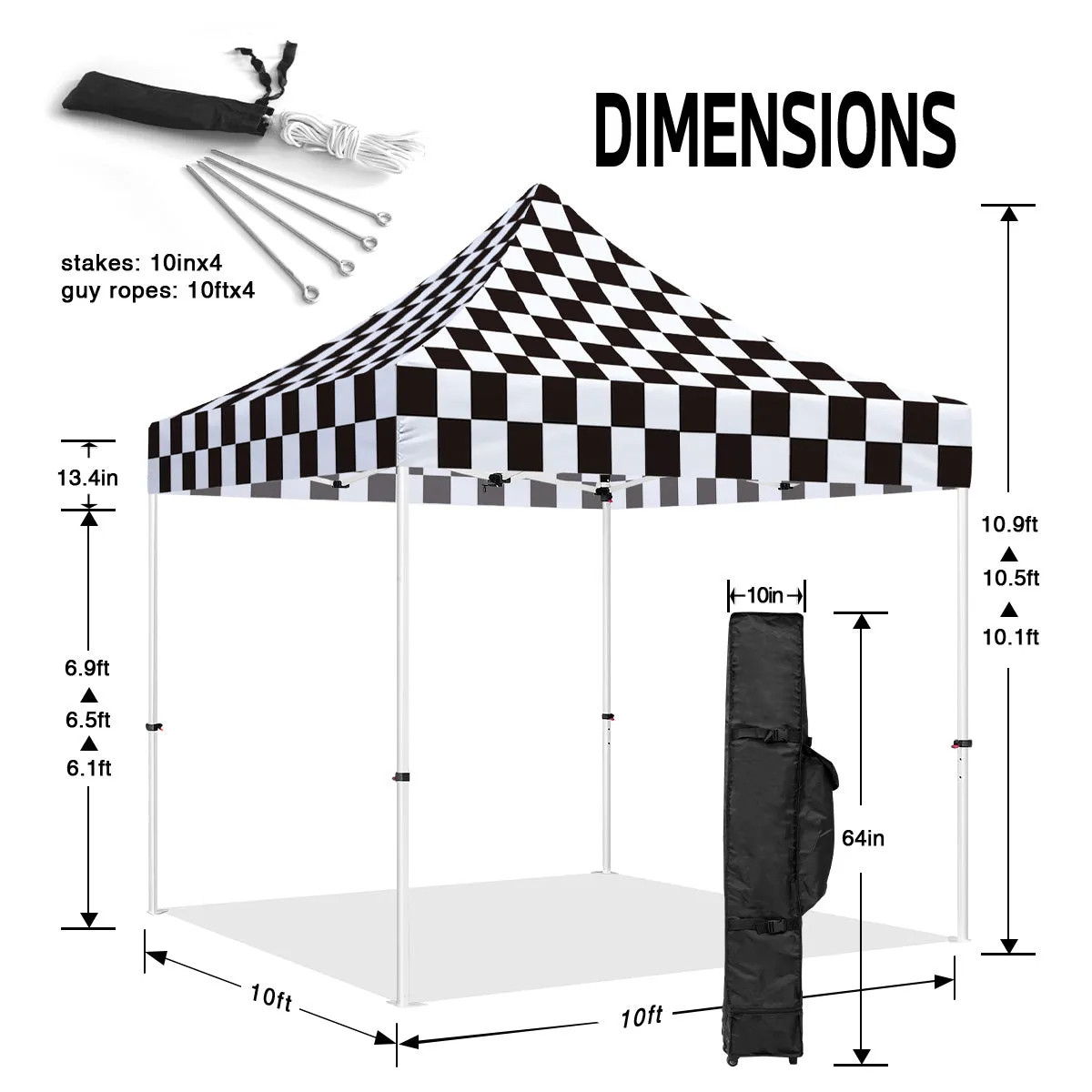 ABLEM8CANOPY 10x10 Pop Up Canopy Tent - Checker