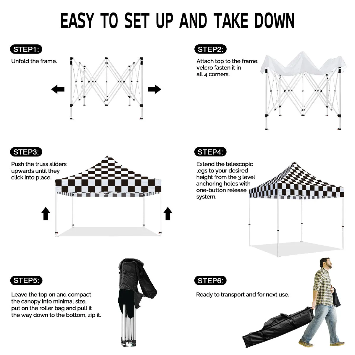 ABLEM8CANOPY 10x10 Pop Up Canopy Tent - Checker