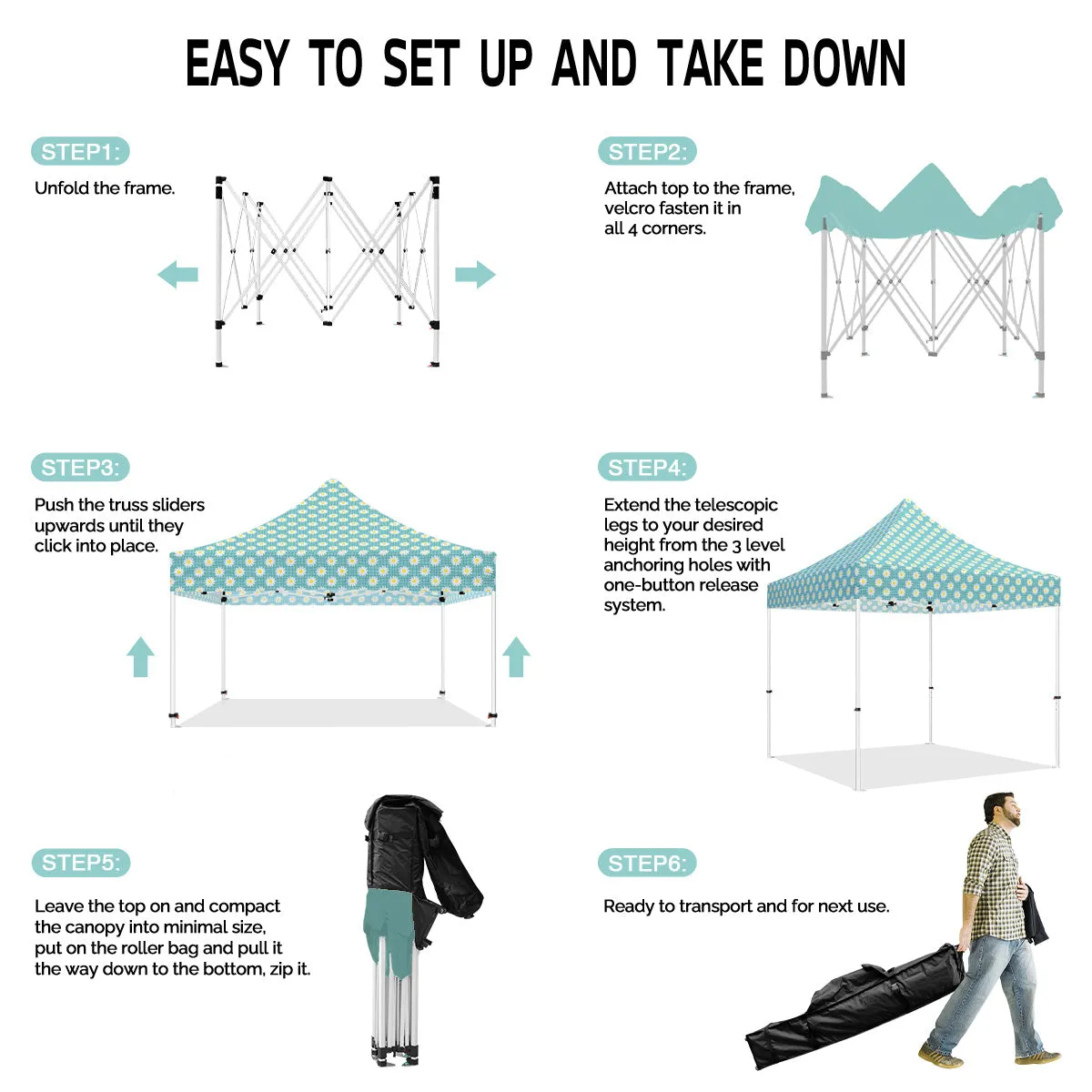 ABLEM8CANOPY 10x10 Pop Up Canopy Tent - Floral