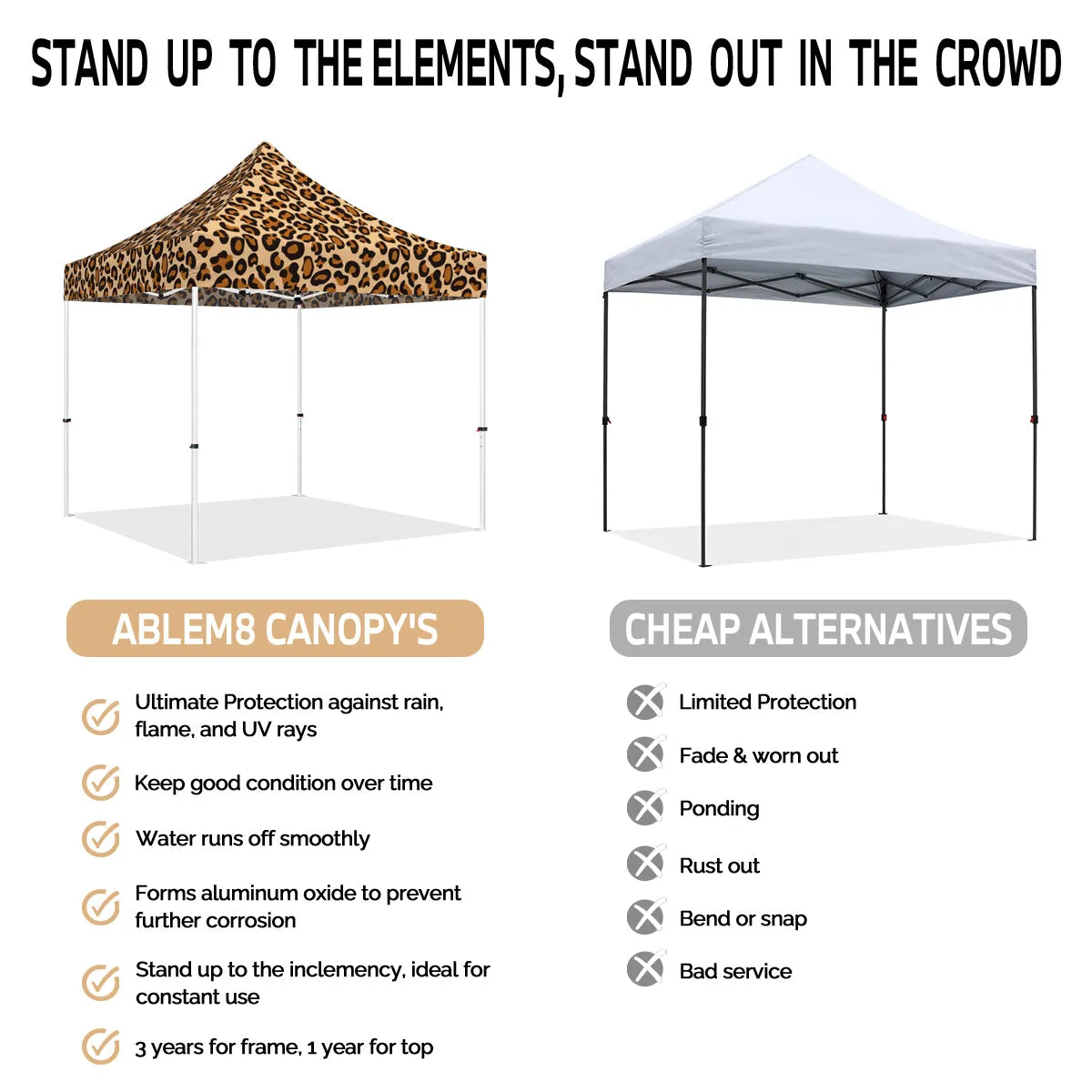 ABLEM8CANOPY 10x10 Pop Up Canopy Tent -  Leopard