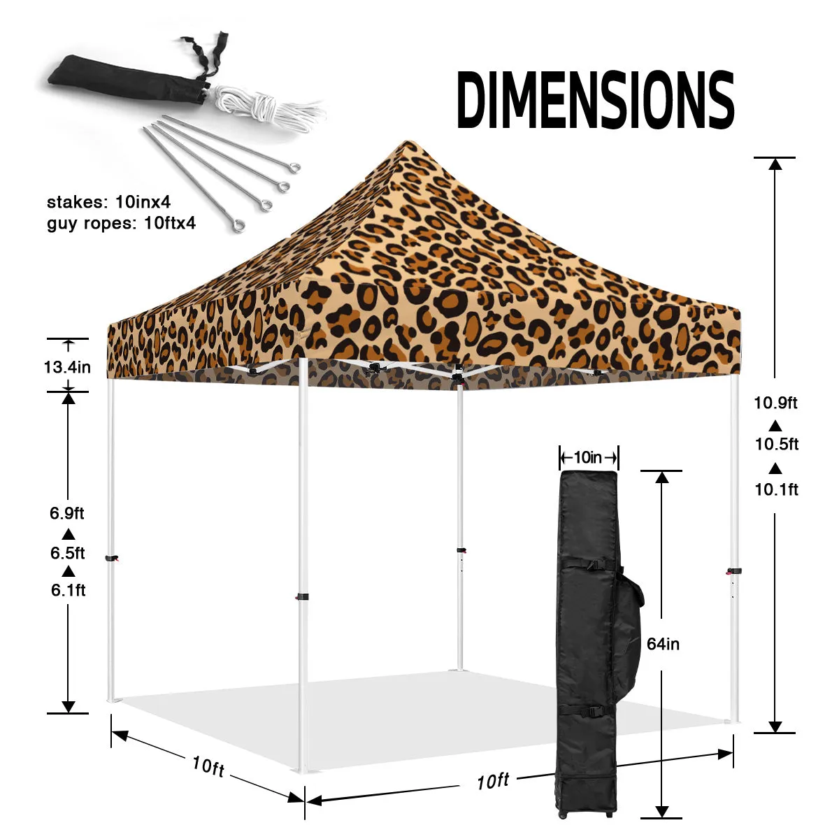 ABLEM8CANOPY 10x10 Pop Up Canopy Tent -  Leopard