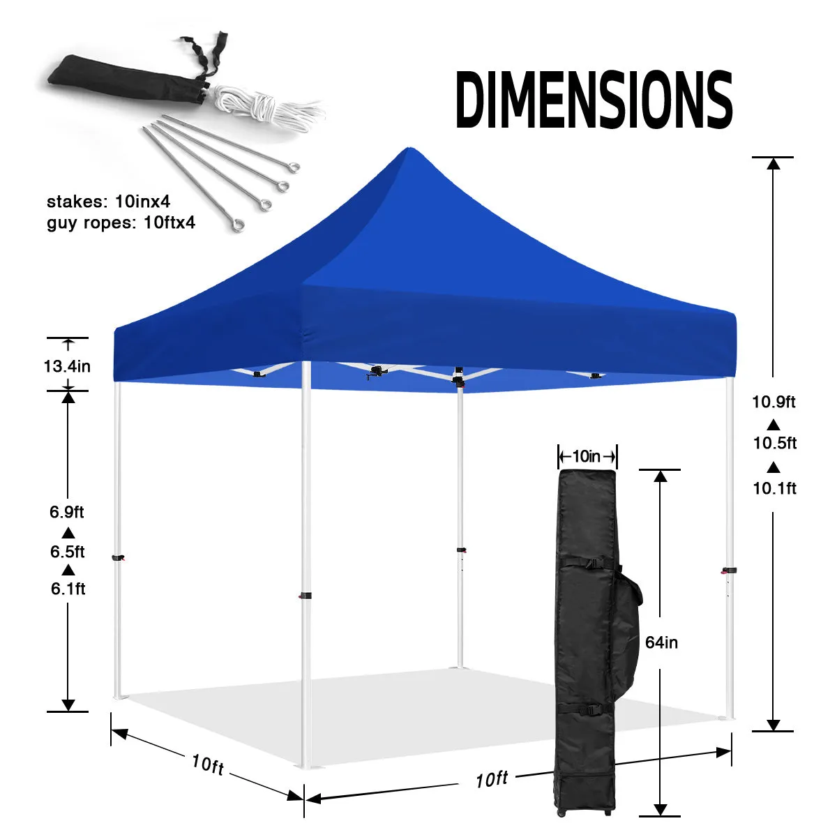 ABLEM8CANOPY 10x10 Pop Up Canopy Tent - Sapphire