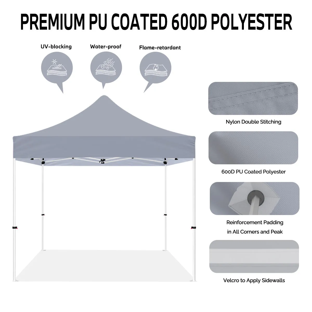 ABLEM8CANOPY 10x10 Pop Up Grey Canopy Tent