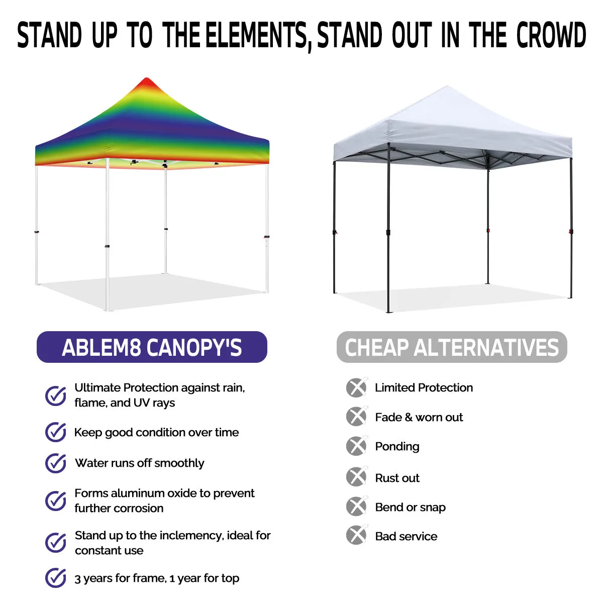 ABLEM8CANOPY 10x10 Pop Up Rainbow Canopy Tent