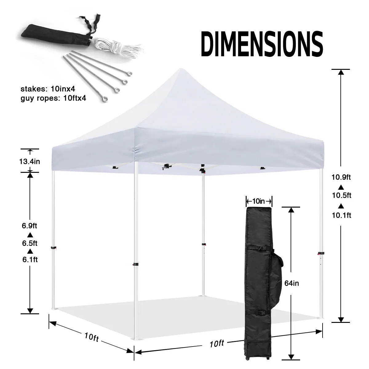 ABLEM8CANOPY 10x10 Pop Up White Canopy Tents