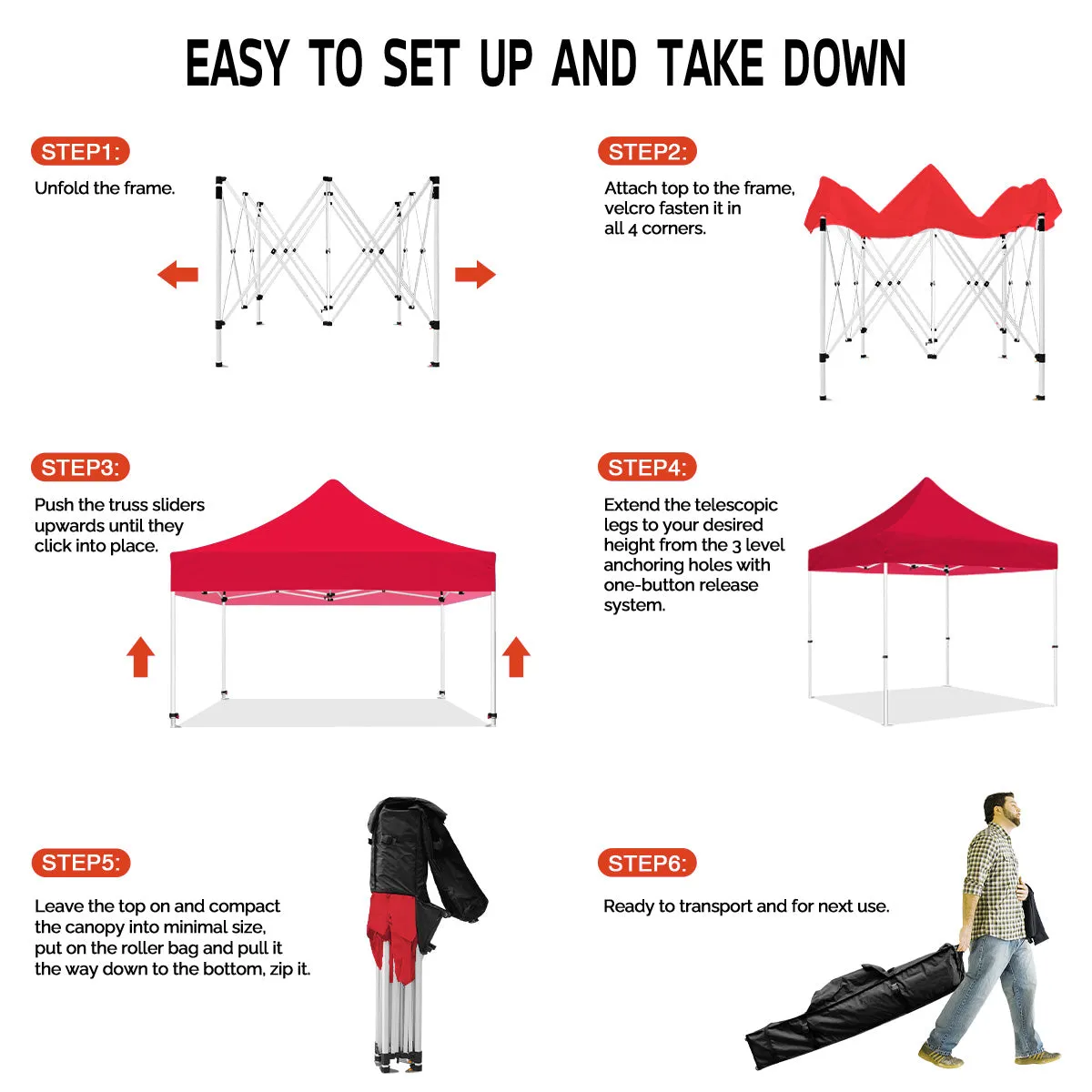 ABLEM8CANOPY 10x10 Red Canopy Tent