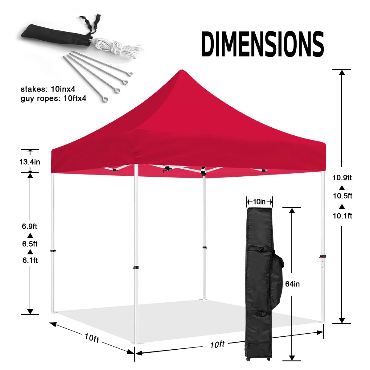 ABLEM8CANOPY 10x10 Red Canopy Tent