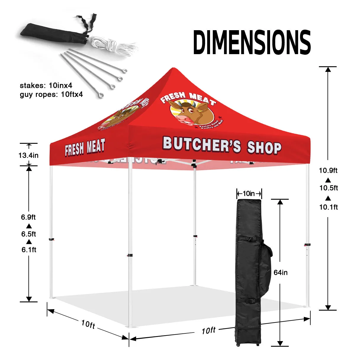 ABLEM8CANOPY Butcher Shop 10x10 Canopy Tent with Walls