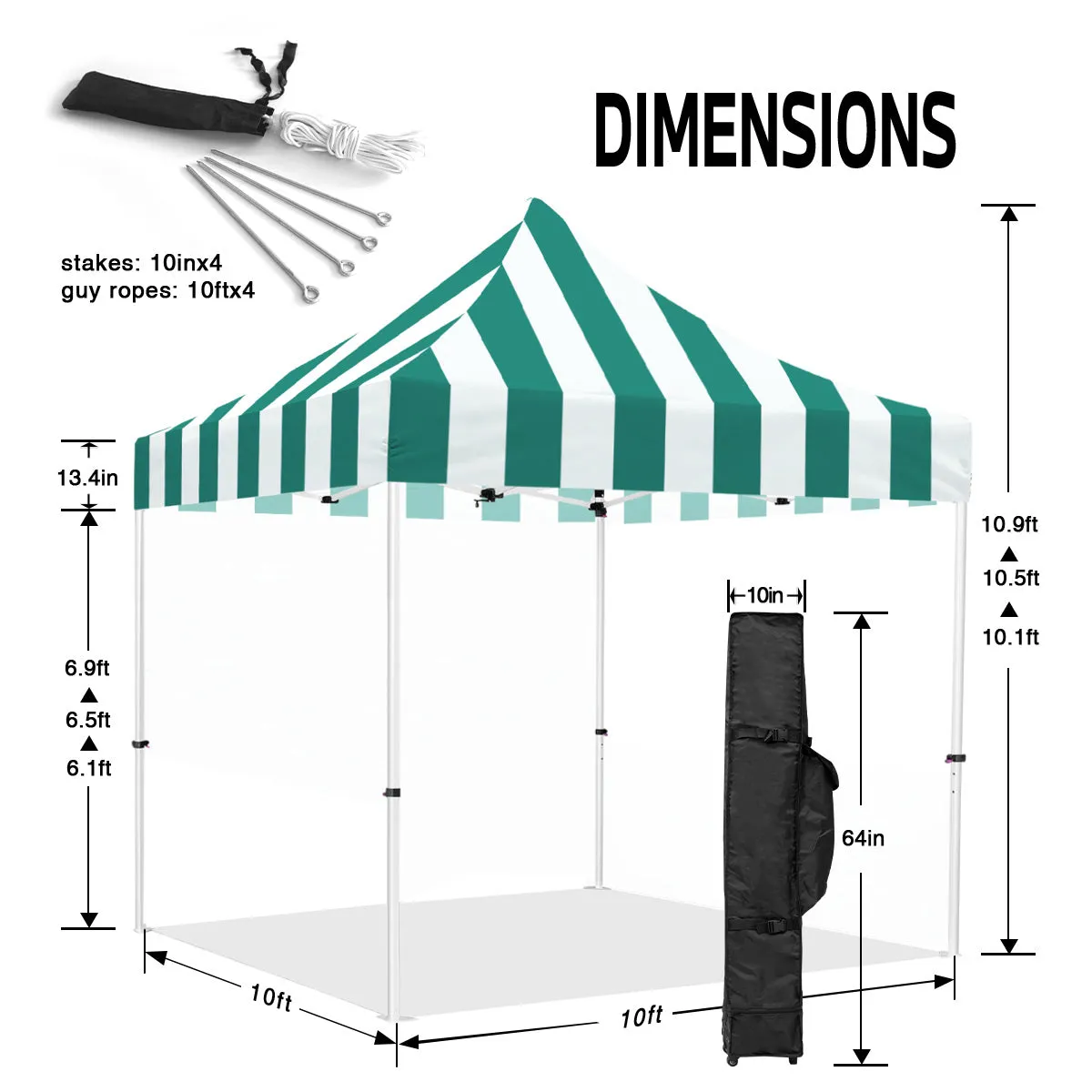 ABLEM8CANOPY Carnival 10x10 Pop Up Canopy Tent - Green