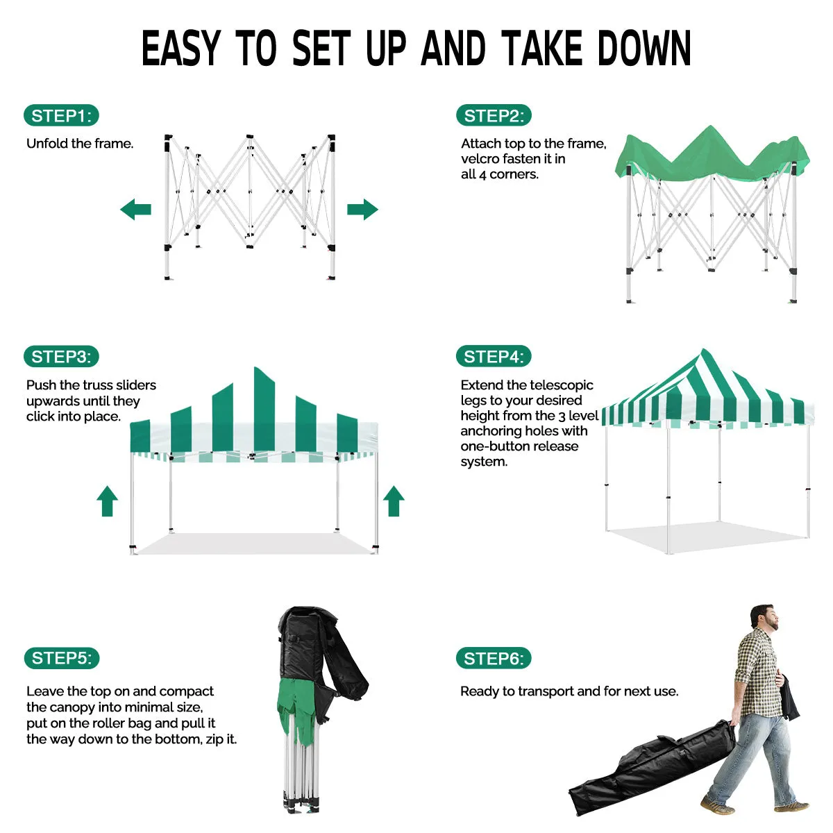 ABLEM8CANOPY Carnival 10x10 Pop Up Canopy Tent - Green