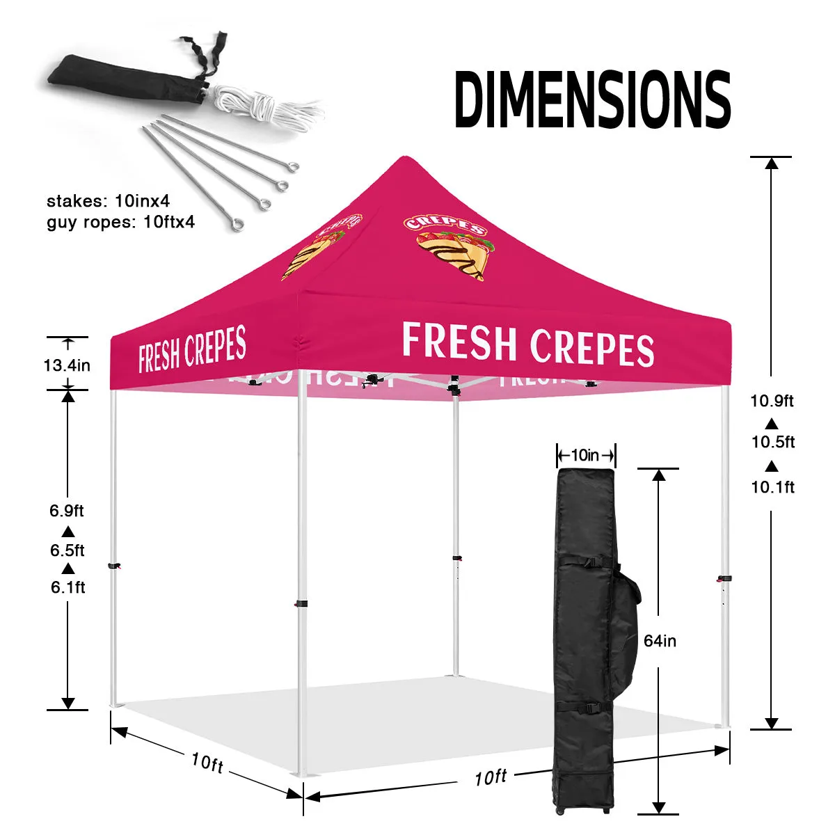 ABLEM8CANOPY Fresh Crepes 10x10 Covered Canopy Tent