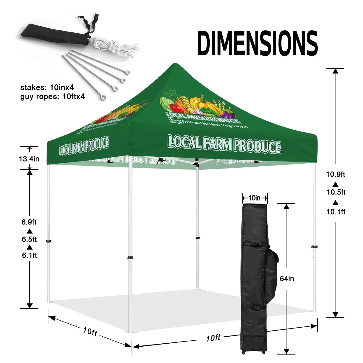 ABLEM8CANOPY Local Farm Produce 10x10 Pop Up Sun Canopy Tent