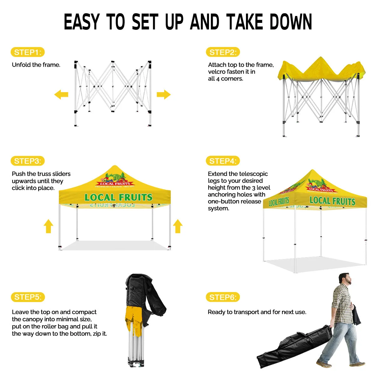 ABLEM8CANOPY Local Fruits 10x10 Pop Up Branded Canopy Tents