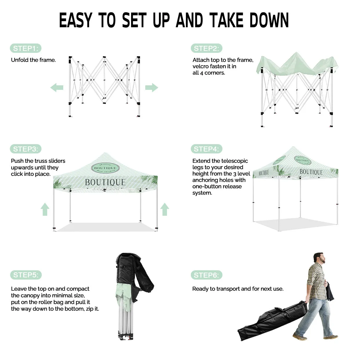 ABLEM8CANOPY Outdoor 10x10 Collapsible Tent Canopy for Boutique