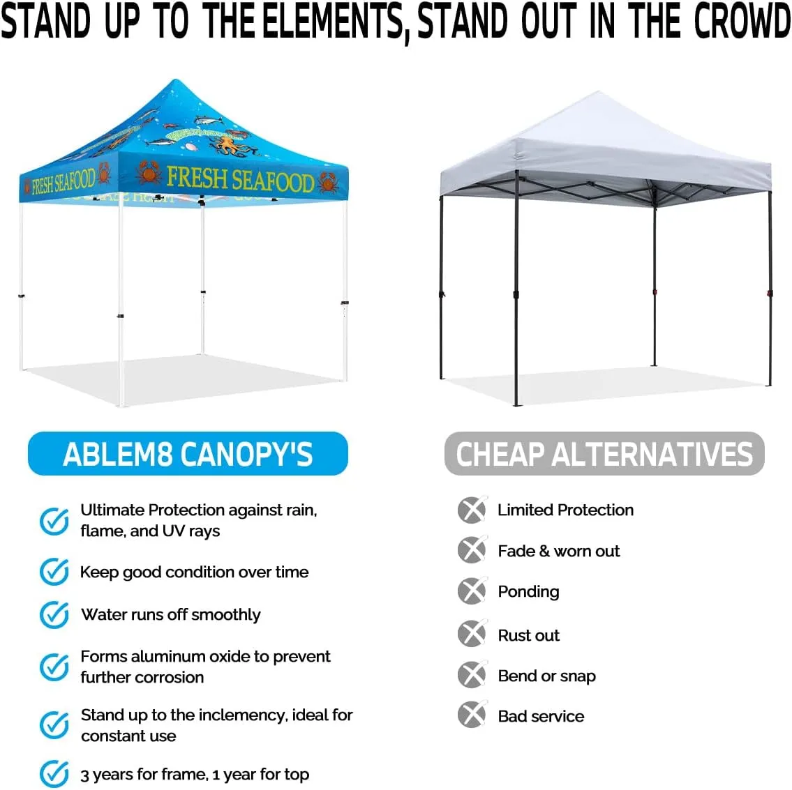 ABLEM8CANOPY Seafood 10x10 Pop Up Tents and Canopies