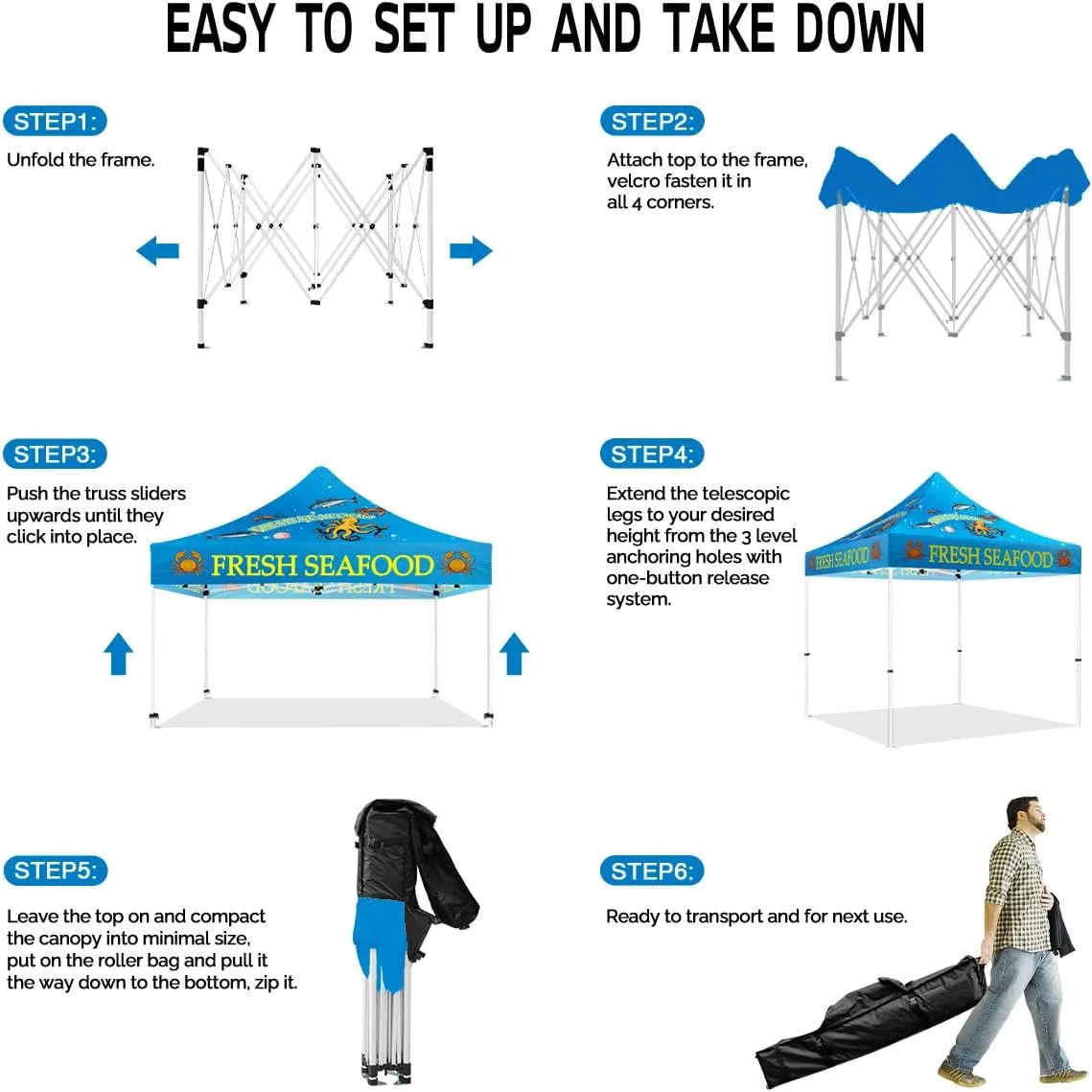 ABLEM8CANOPY Seafood 10x10 Pop Up Tents and Canopies