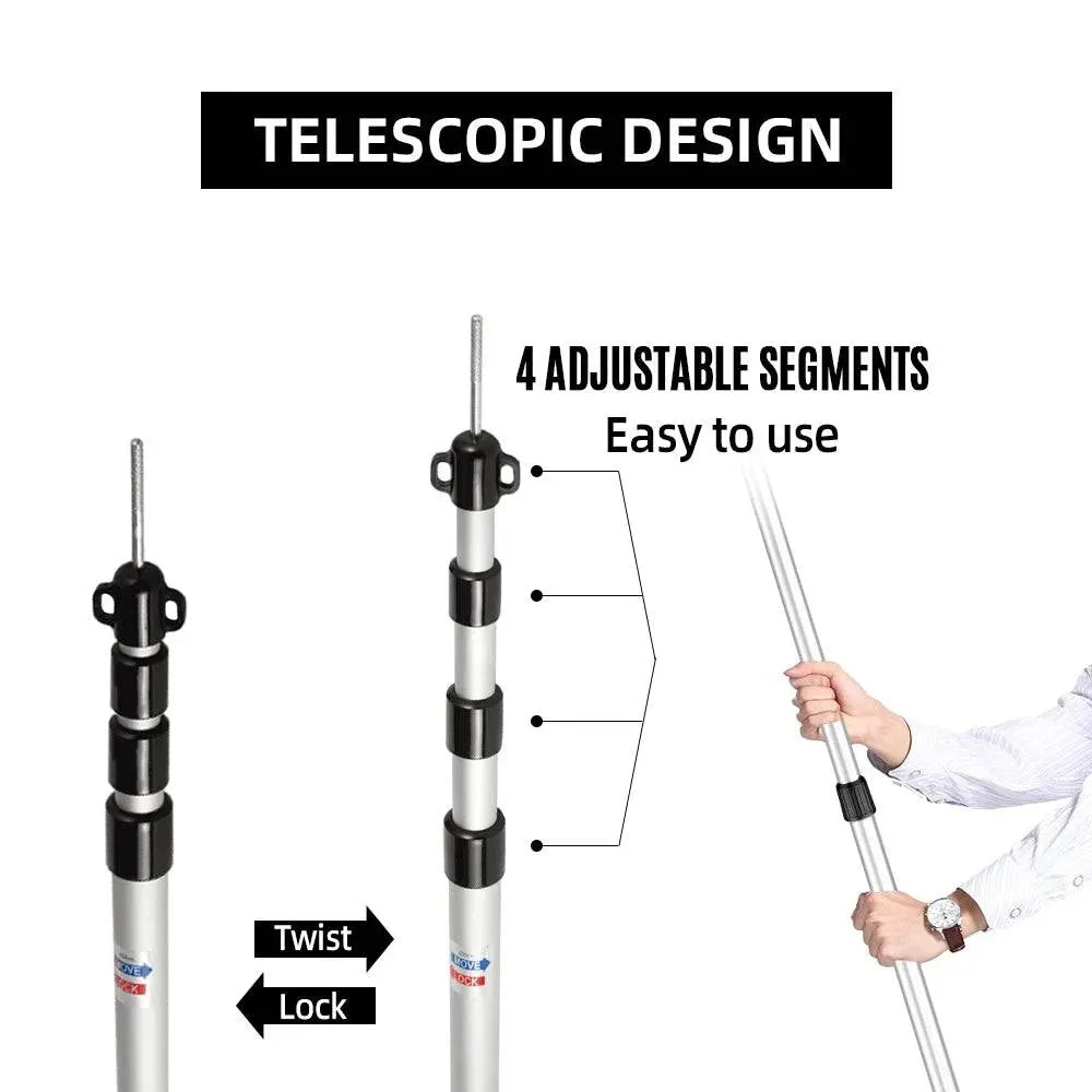 Adjustable Camping Tent Poles Telescopic Tarp Poles Portable Lightweight Aluminum Pole for Outdoor Awnings Canopy Accessories