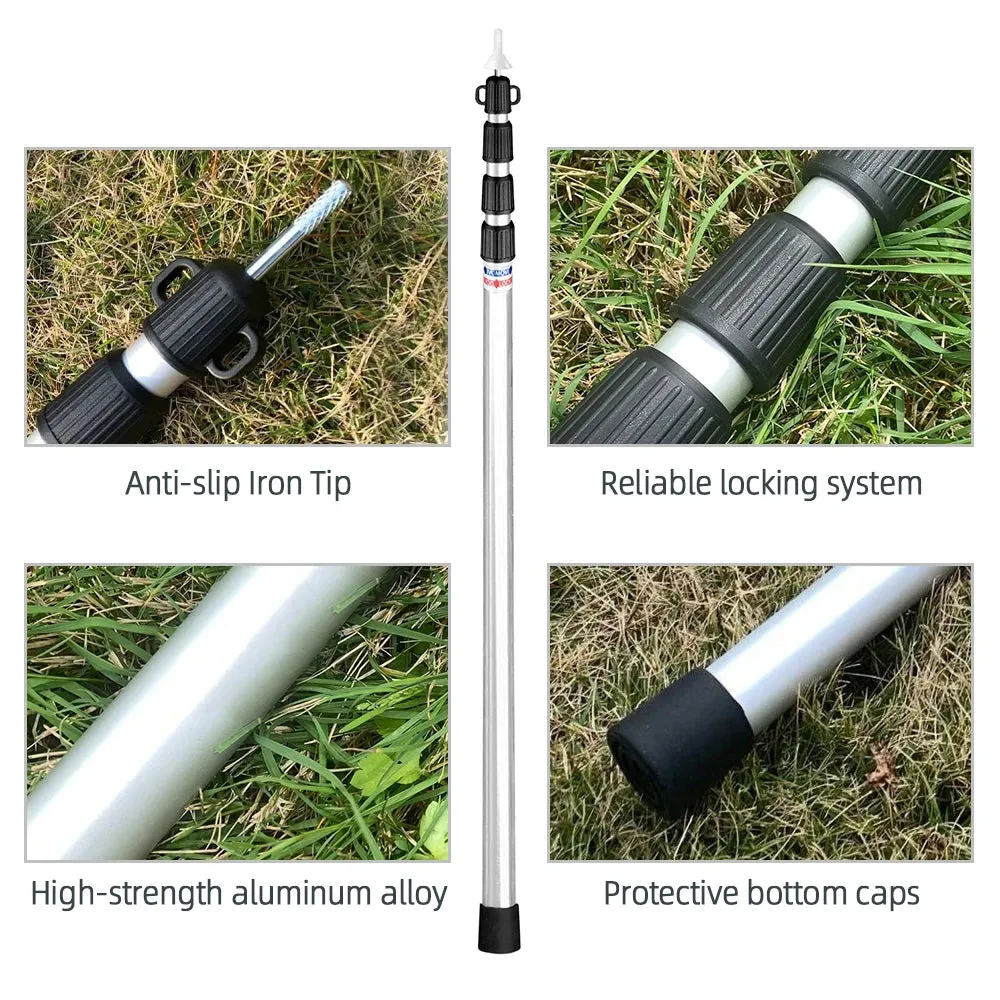 Adjustable Camping Tent Poles Telescopic Tarp Poles Portable Lightweight Aluminum Pole for Outdoor Awnings Canopy Accessories