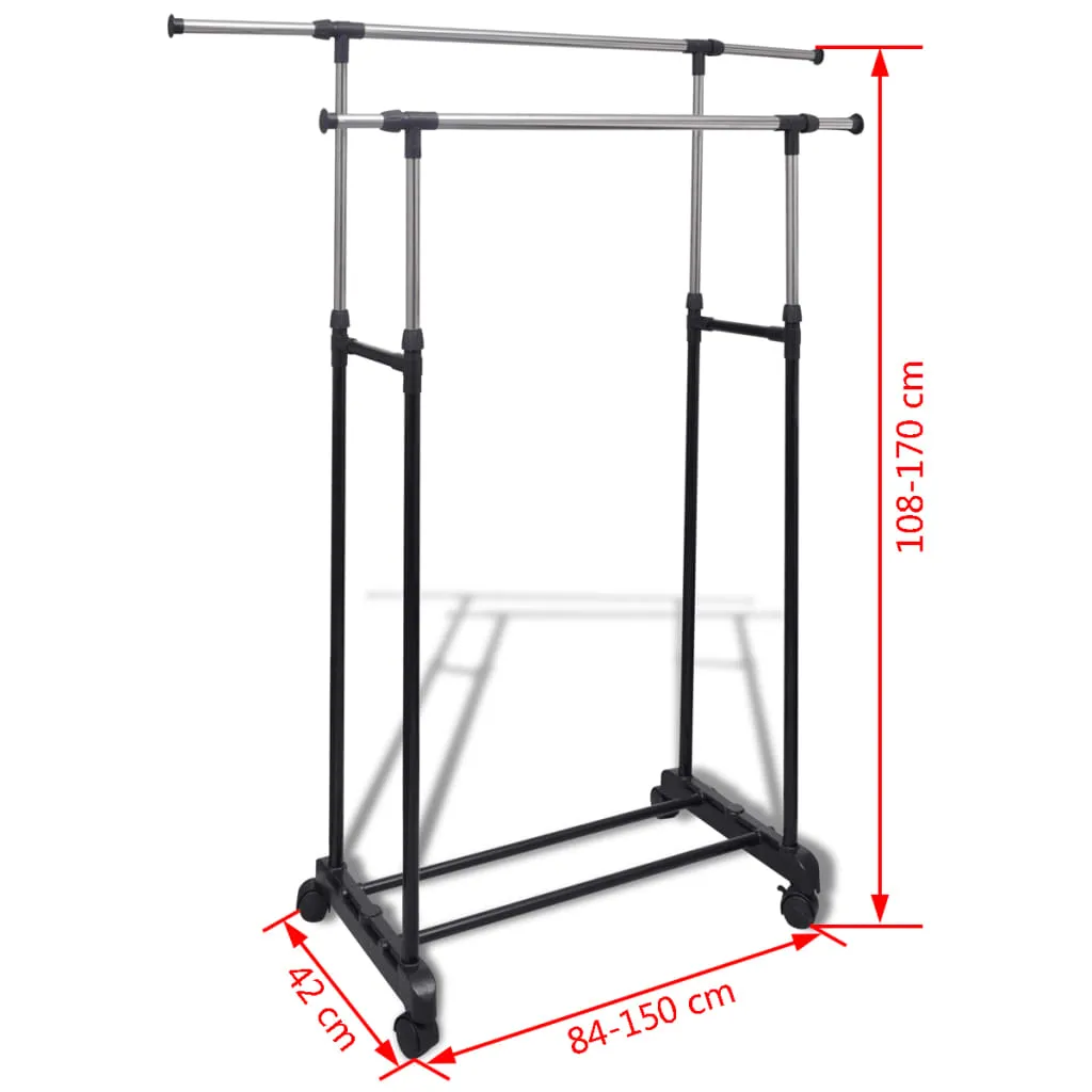 Adjustable Clothes Racks 2 pcs 2 Hanging Rails