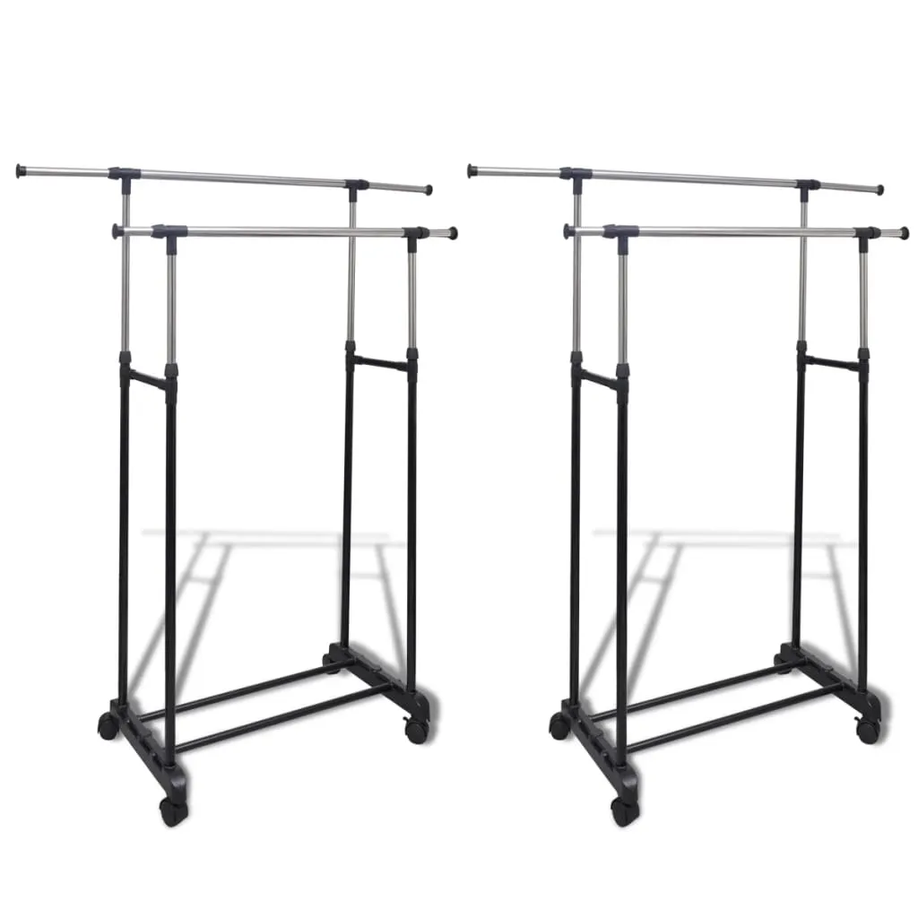 Adjustable Clothes Racks 2 pcs 2 Hanging Rails