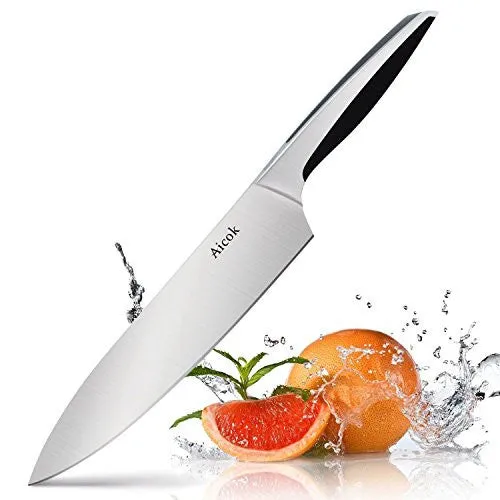 Aicok 8-Inch Chef Kitchen Knife with Stainless Steel Razor Sharp Blade and Ergonomic Handle