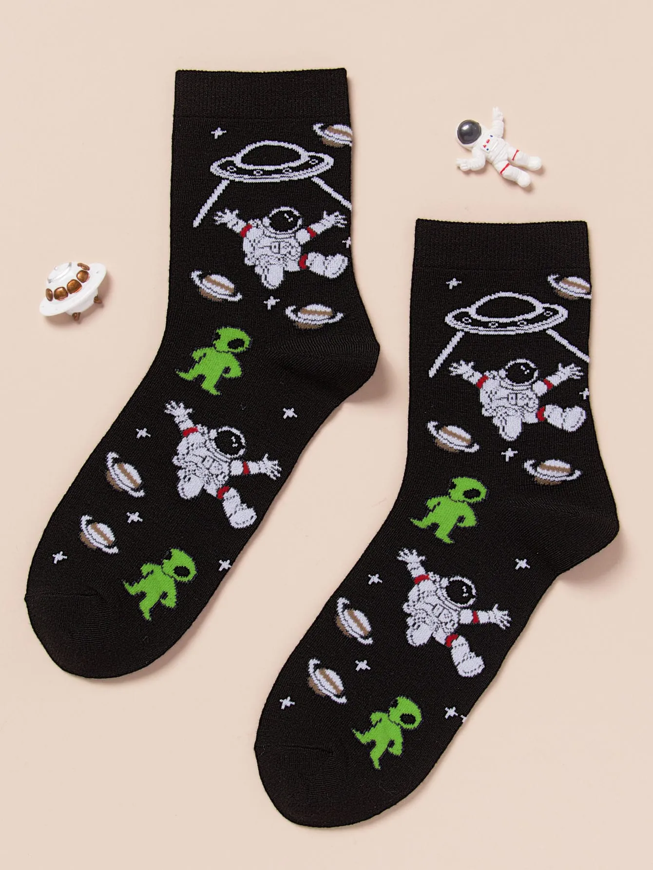 Alien & Astronaut Crew Socks Funny Socks for Men Novelty Socks Funky Socks Gift