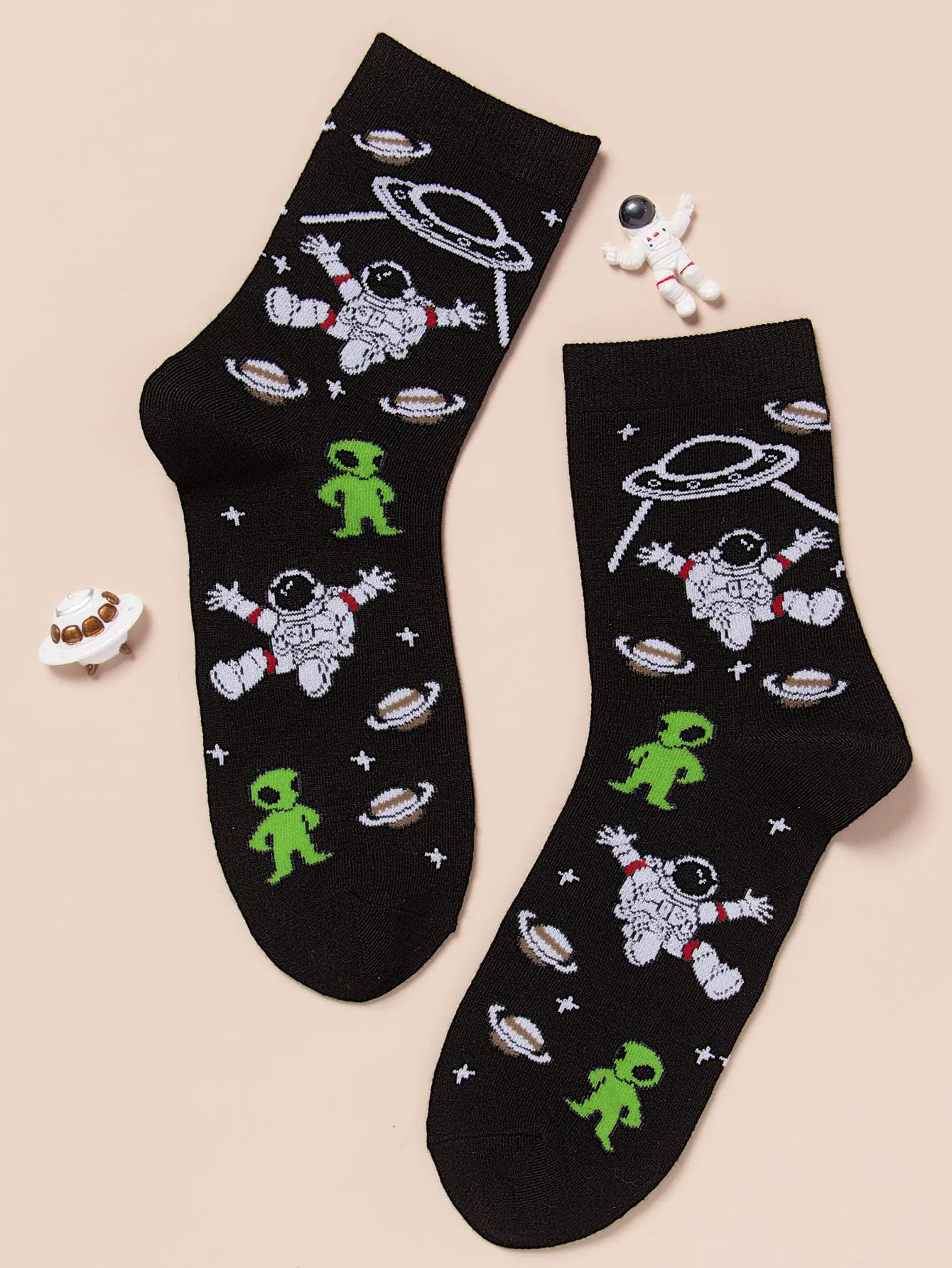 Alien & Astronaut Crew Socks Funny Socks for Men Novelty Socks Funky Socks Gift