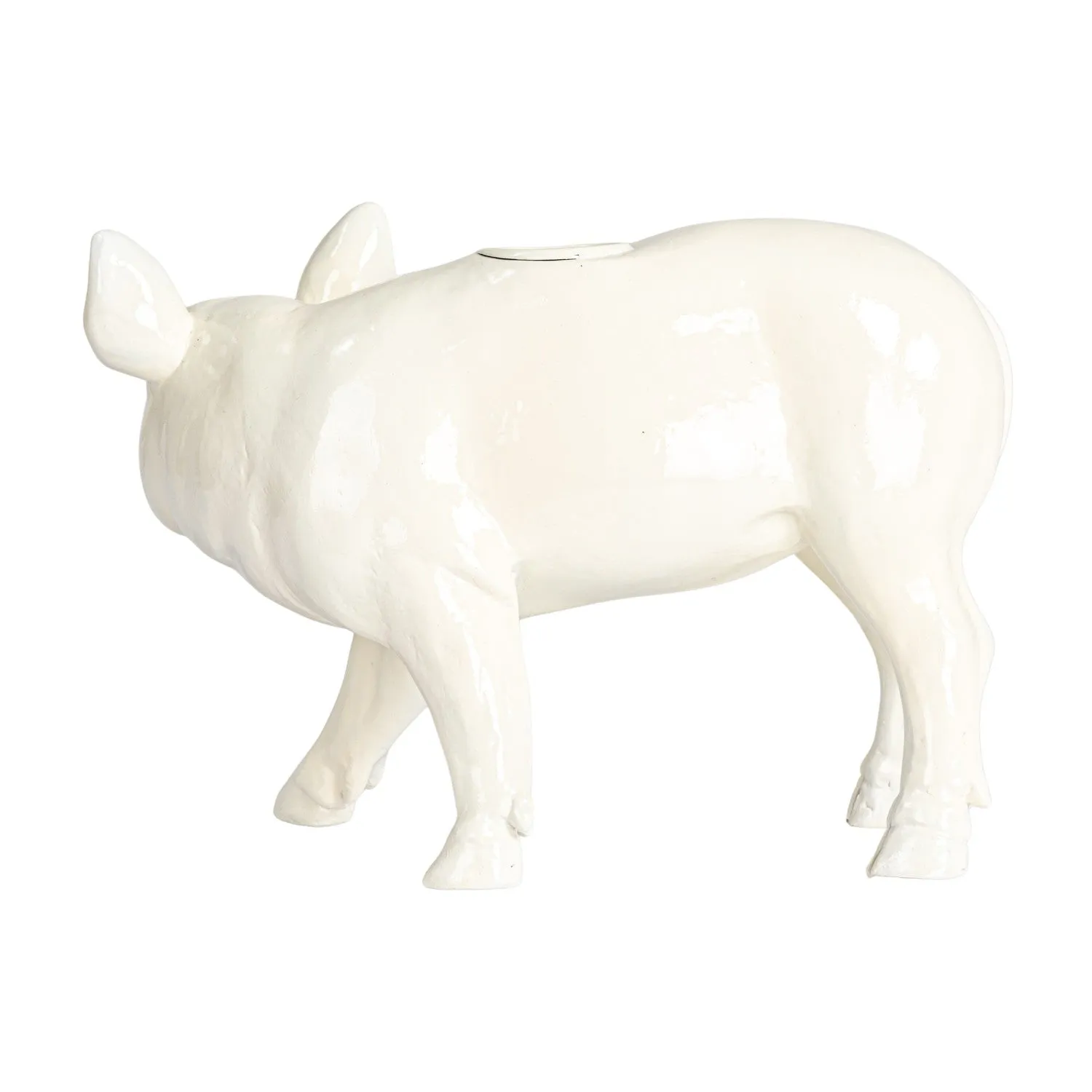 Antique White Pig Taper Holder