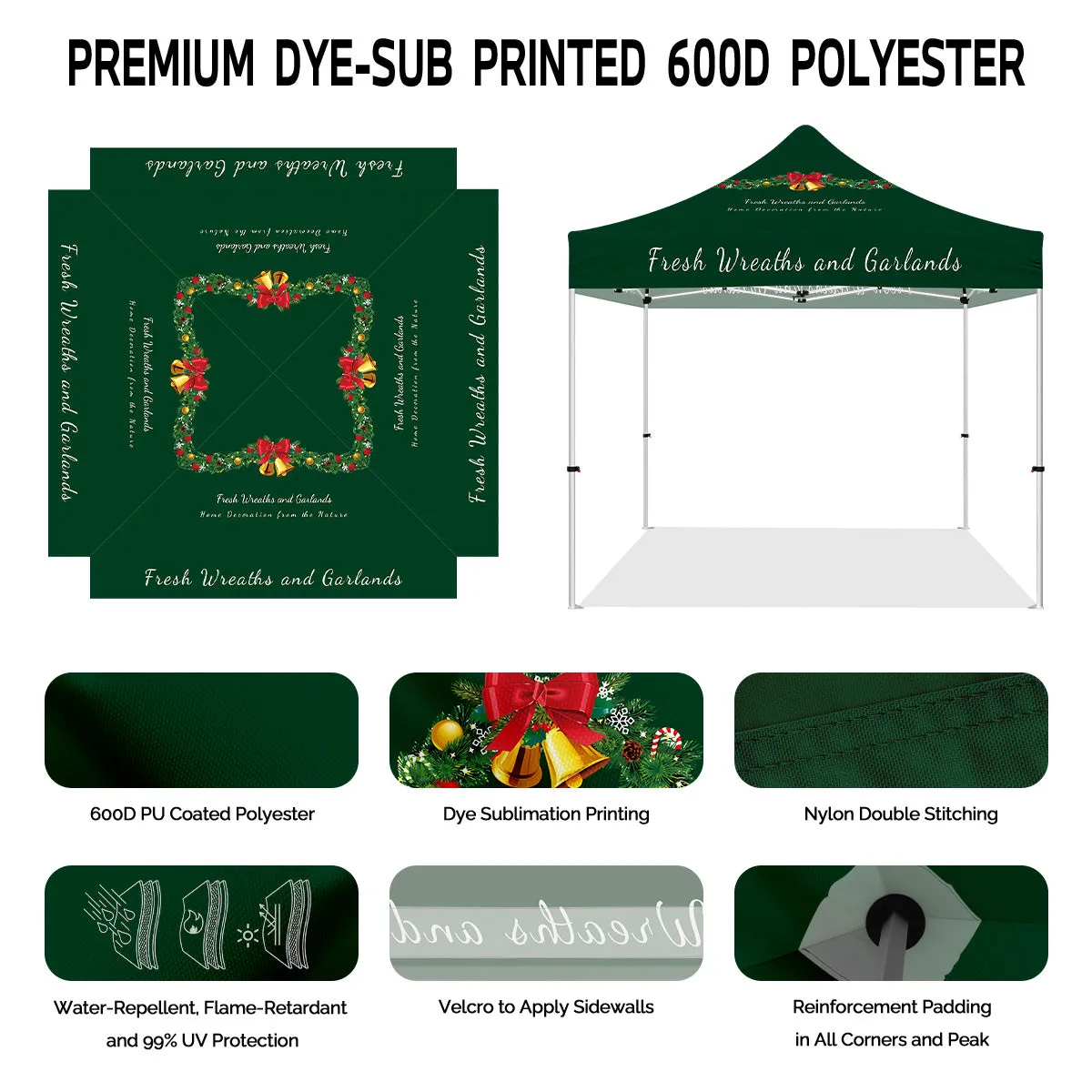 Best Craft Show Tents-10x10 Tent with Canopy Attached for Fresh Wreaths & Garlands