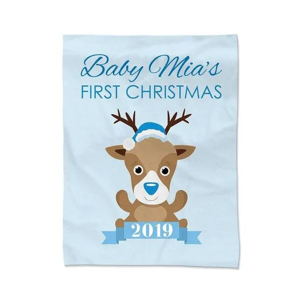 Blue First Christmas Blanket - Large