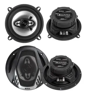 BOSS NX524 5.25" 300W and 6.5" 400W 4 Way Car Audio Coaxial Speaker Set (4 Pack)