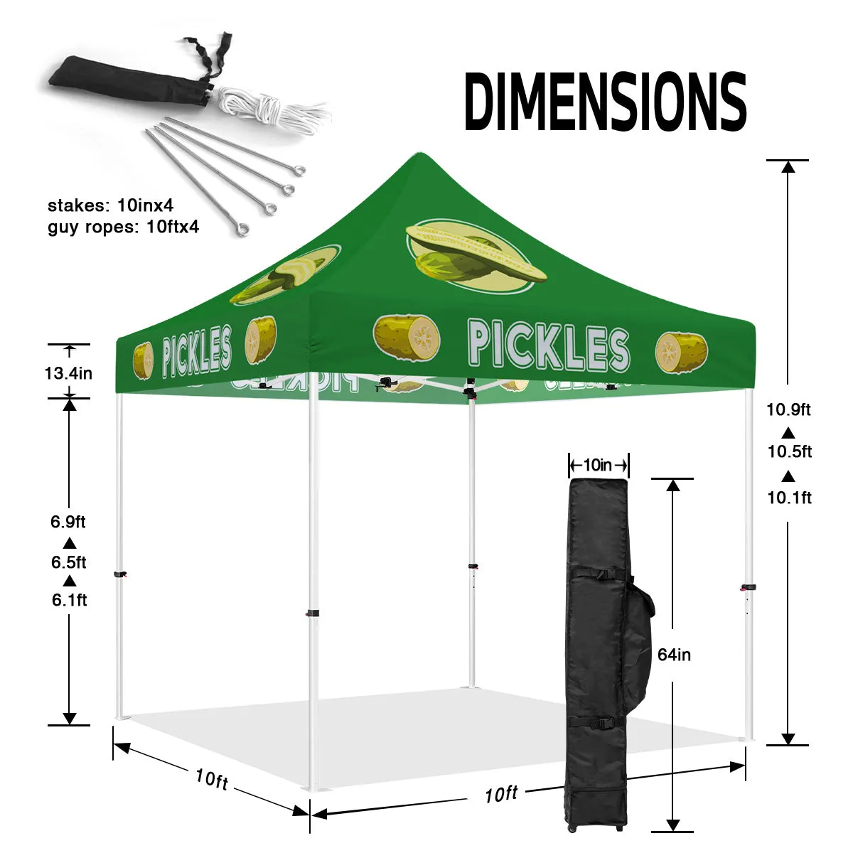 Branded Tent Canopy-ABLEM8CANOPY Pickles 10x10 Easy Pop Up Canopy Tent