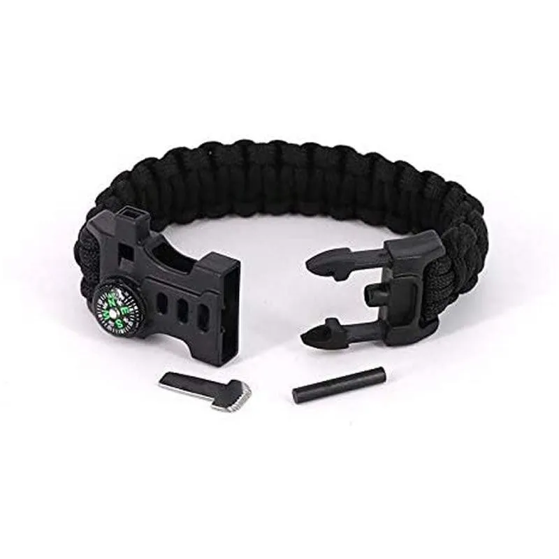 Camping Survival Bracelet With Compass CF-45 BLACK