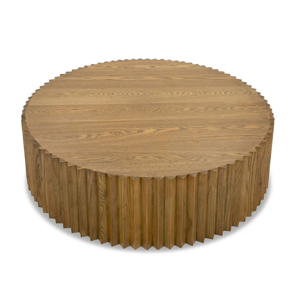 Cid Eliott 39 Inch Coffee Table, Round Walnut Brown Solid Poplar Wood Frame By Casagear Home